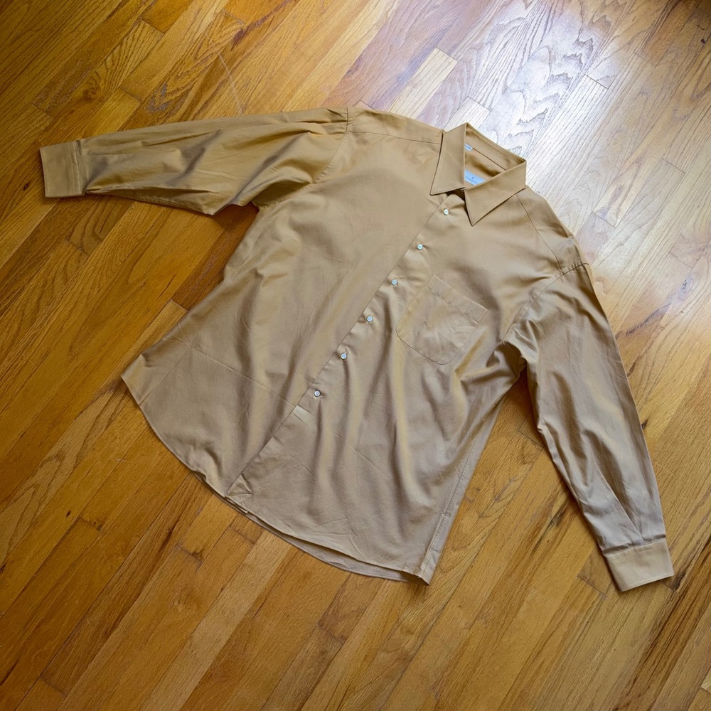Ermenegildo Zegna Mustard Yellow Superfine Cotton Button Down Shirt L 17 Fall